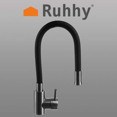 Flexibilní kuchyňská dřezová baterie stojící černá RUHHY 00022821